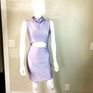 Fashion Nova Lavender Satin Sheen Body Con Dress